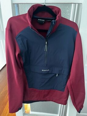 Burton Half-Zip Pullover in Burgundy and Navy Trim